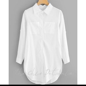 FLASH SALE!!!;PLUS High low silky white shirts ( Z)